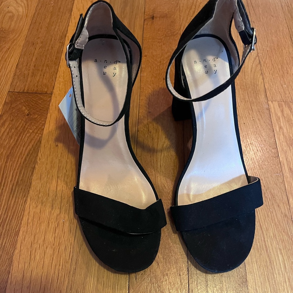 a new day Black Ankle Strap Heels